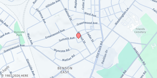 Map showing Jenkintown Food Cupboard at 328 Summit Ave, Jenkintown, PA