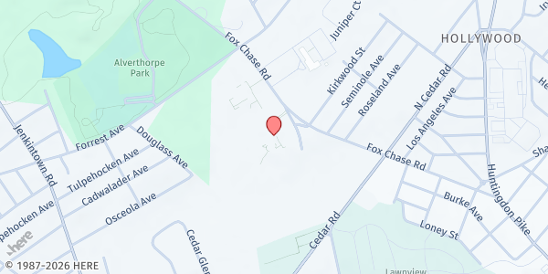 Map showing St. Basil Support Ministry at 710 Fox Chase Road, Jenkintown, PA