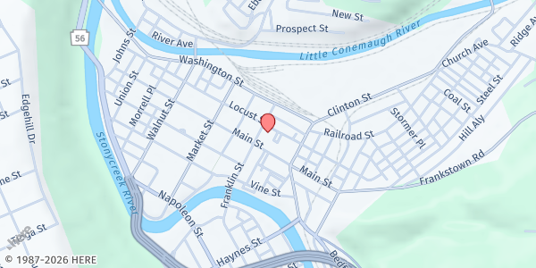 Map showing Bridges Cooperative Ministry - Franklin St Food Pantry at 510 Locust St., Johnstown, PA