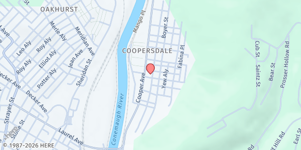 Map showing Touch Thru Me Ministries/ Praise Center Full Gospel Church at 200 Cooper Avenue, Johnstown, PA