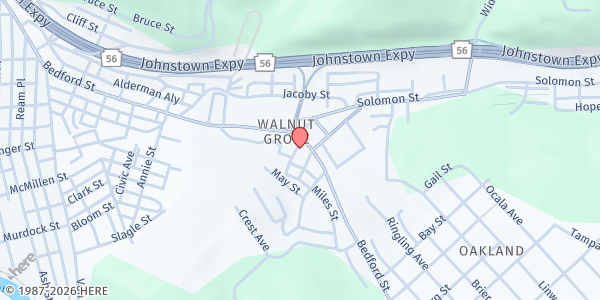 Map showing Walnut Grove Food Pantry at 1068 Bedford St., Johnstown, PA