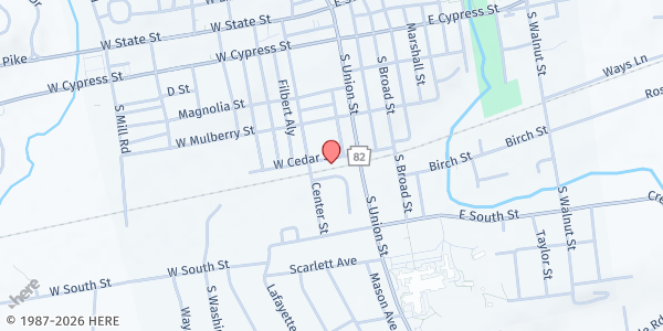 Map showing Kennett Square at 136 W Cedar St, Kennett Square, PA