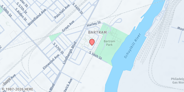 Map showing Bartram Resident Council at 5409 Bartram Drive, Kingsessing, PA