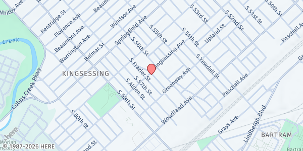 Map showing Faith Temple Pentecostal Church at 5618 Kingsessing Avenue, Kingsessing, PA