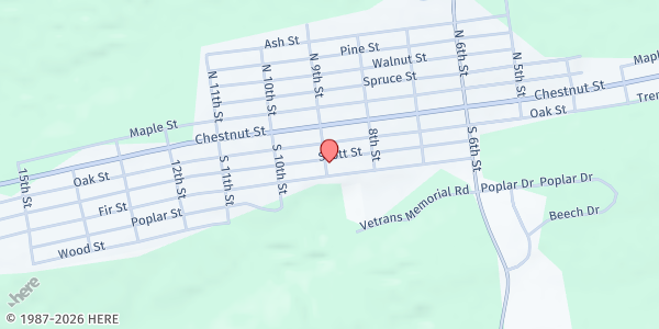Map showing Holy Angels Roman Catholic Church at 855 Scott St, Kulpmont, PA