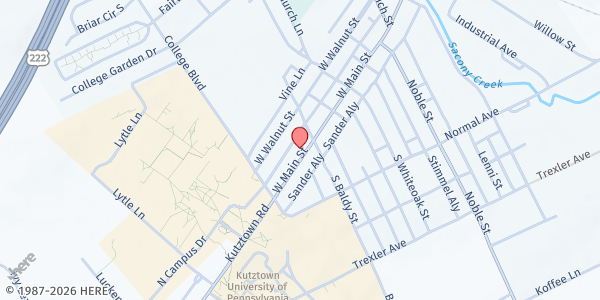 Map showing MANNA - Ministry of Grace E.C. Church at 421 West Main St, Kutztown, PA