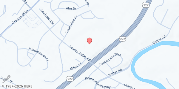 Map showing Calvary Church at 1051 Landis Valley Rd., Lancaster, PA