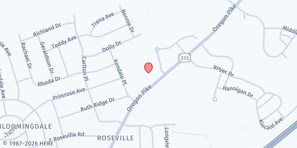 Map showing Emerald Foundation Autumn's Food Pantry at 2120 Oregon Pike, Lancaster, PA