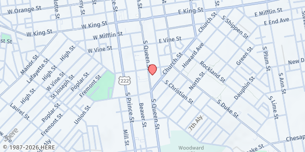 Map showing St. Paul's Church Of God In Christ at 215 S Queen St, Lancaster, PA