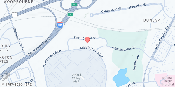 Map showing Emergency Relief Association of Lower Bucks County at 580 Middletown Boulevard, Langhorne, PA