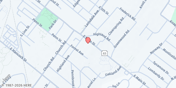 Map showing Manna on Main Street at 606 East Main Street, Lansdale, PA