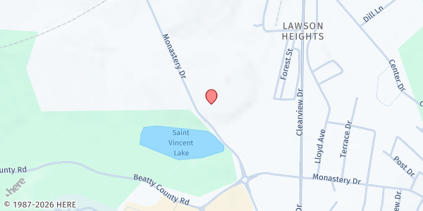 Map showing Greater Latrobe Ministerial Assoc. (St Vincent Grove) at 300 Monastery Dr., Latrobe, PA