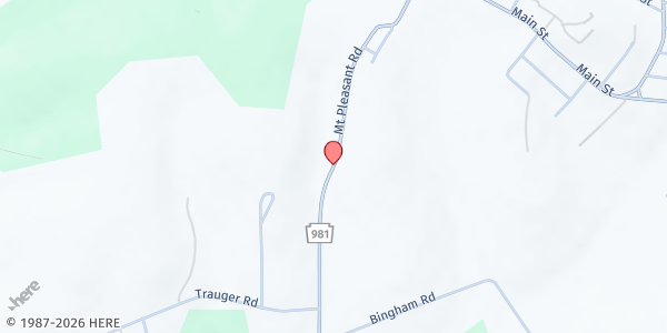 Map showing Pleasant Unity UMC at 4685 PA-981, Latrobe, PA