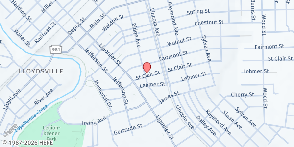 Map showing The Salvation Army - Latrobe at 1420 Ridge Ave., Latrobe, PA