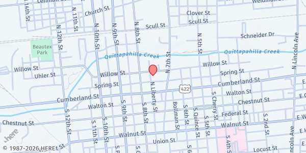 Map showing Calvary Chapel Lebanon at 740 Willow St, Lebanon, PA