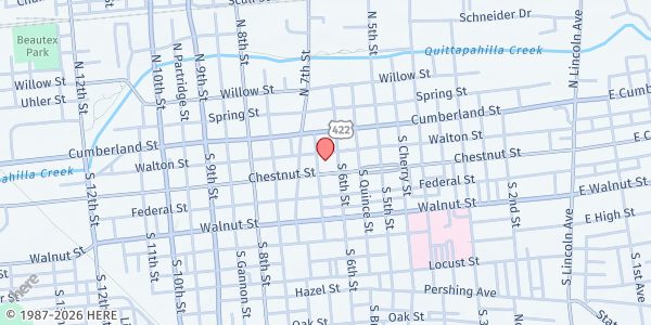 Map showing Chestnut Street Community Center at 611 Chestnut St, Lebanon, PA