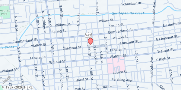 Map showing St Luke's Episcopal Church at 22 S 6th St, Lebanon, PA