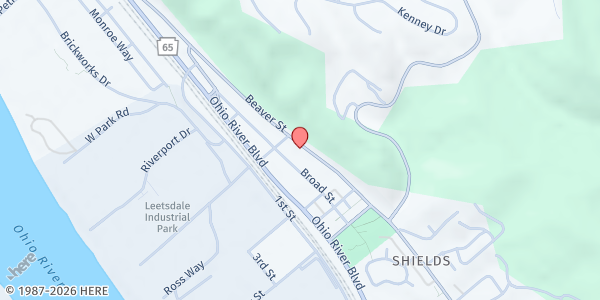 Map showing Borough of Leetsdale Food Pantry at 373 Beaver St., Leetsdale, PA