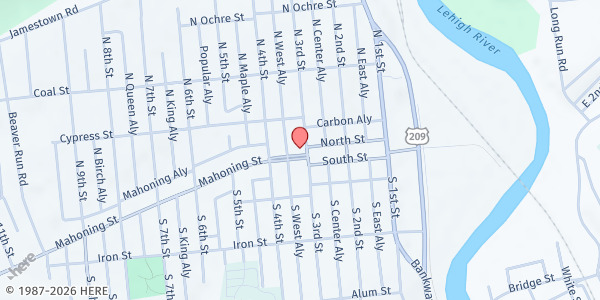 Map showing First Presbyterian Church of Lehighton at 304 Mahoning St, Lehighton, PA