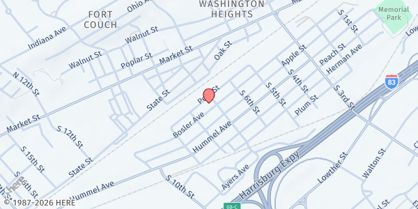Map showing New Hope Ministries - Lemoyne at 701 Bosler Ave, Lemoyne, PA