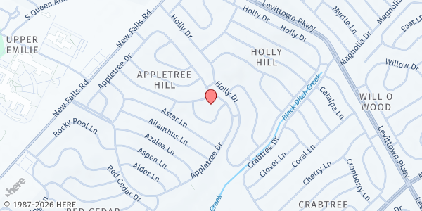Map showing The Salvation Army - Levittown at 215 Appletree Drive, Levittown, PA
