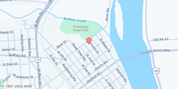 Map showing Lewisburg Little Free Pantry at 225 N Front St, Lewisburg, PA