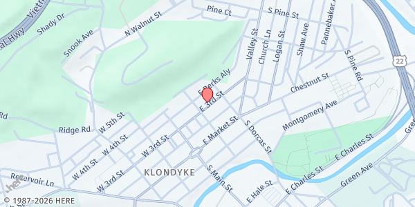 Map showing Calvary Lewistown at 111 E 3rd St, Lewistown, PA