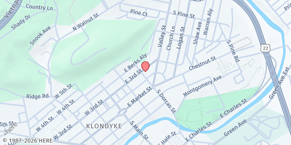 Map showing First United Methodist at 200 E 3rd St, Lewistown, PA