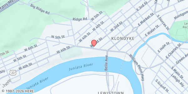 Map showing Tapestry of Health Lewistown WIC Clinic at 259 W 3rd St, Lewistown, PA