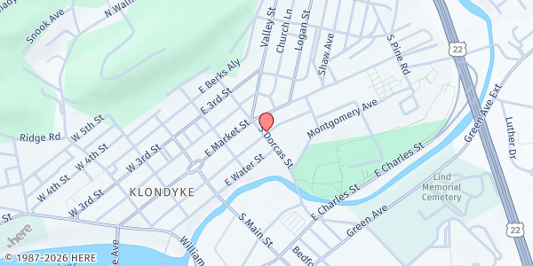 Map showing The Salvation Army - Lewistown at 9 S. Dorcas St., Lewistown, PA