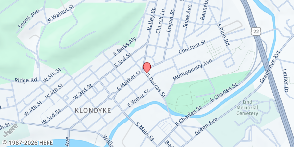 Map showing The Salvation Army - Lewistown at 9 S Dorcas St, Lewistown, PA