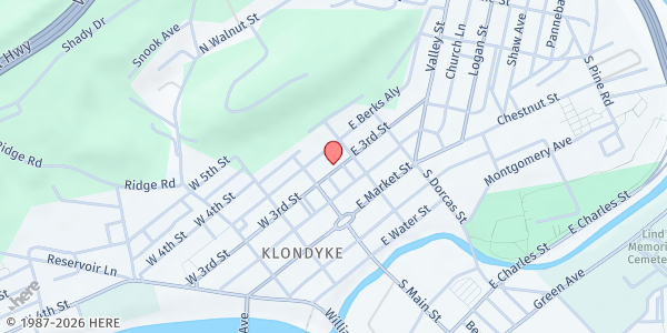 Map showing United Way of Mifflin-Juniata at 13 E 3rd St, Lewistown, PA