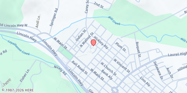 Map showing Holy Trinity Roman Catholic Church Social Hall at 327 West Vincent Street, Ligonier, PA