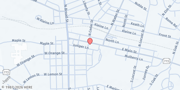 Map showing Lancaster County Chooses Love at 104-106 EAST MAIN STREET, Lititz, PA