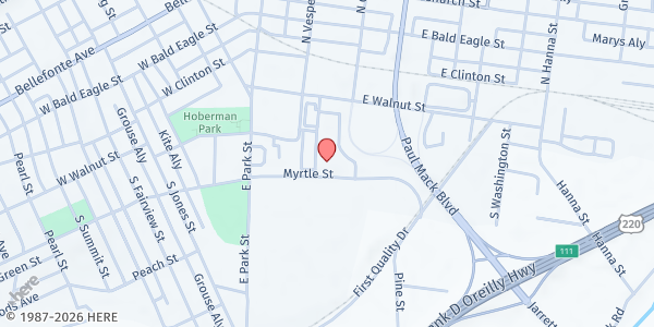 Map showing Clinton County Community Center at 124 E Walnut St, Lock Haven, PA