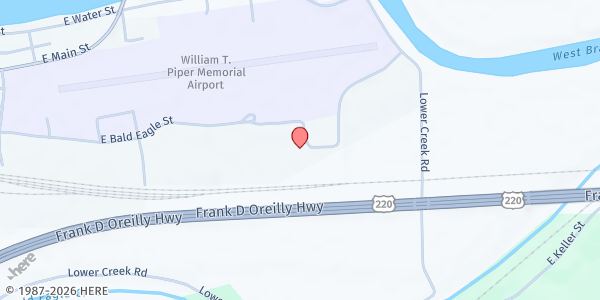 Map showing Clinton County Vet Affairs at 859 LOWER CREEK ROAD, Lock Haven, PA