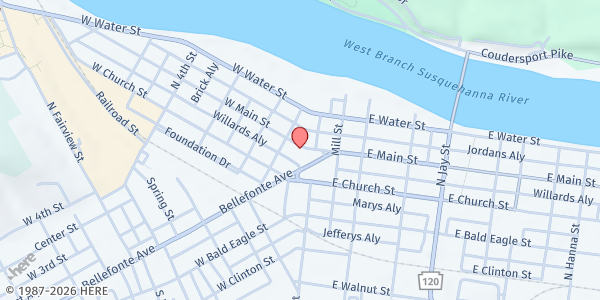 Map showing Covenant United Methodist Church at 44 W Main St, Lock Haven, PA