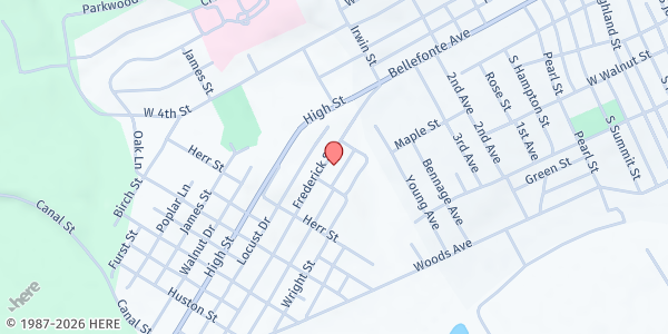 Map showing Lock Haven Seventh-day Adventist Church at 612 Frederick St, Lock Haven, PA