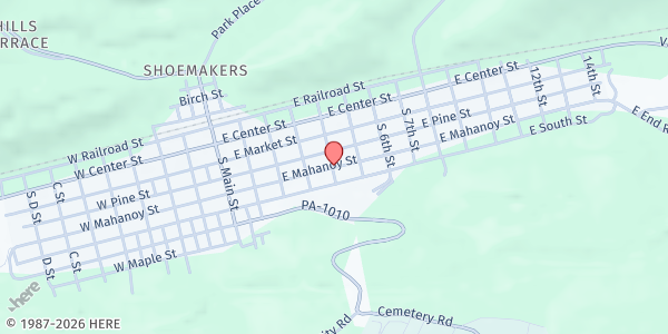 Map showing Mahanoy Area Food Pantry (SCA) at First United Methodist Church, Mahanoy City, PA