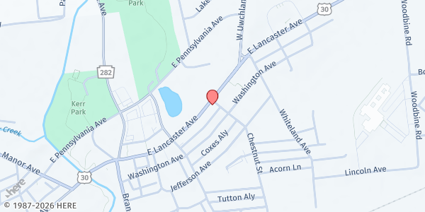 Map showing People's Pantry at Church Road at 384 Lancaster Ave., Malvern, PA