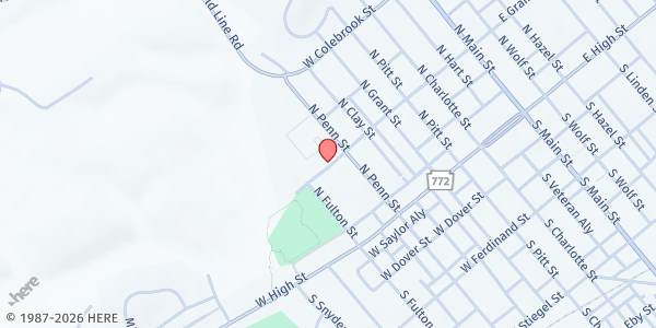 Map showing Manheim Central Food Pantry at 334 W Gramby St, Manheim, PA