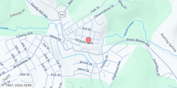 Map showing Manor Food Pantry at 30 Atlantic Ave, Manor, PA
