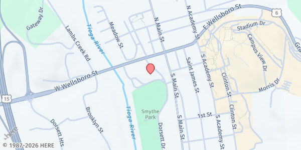 Map showing Mansfield YMCA at 40 Besanceney Dr #42, Mansfield, PA