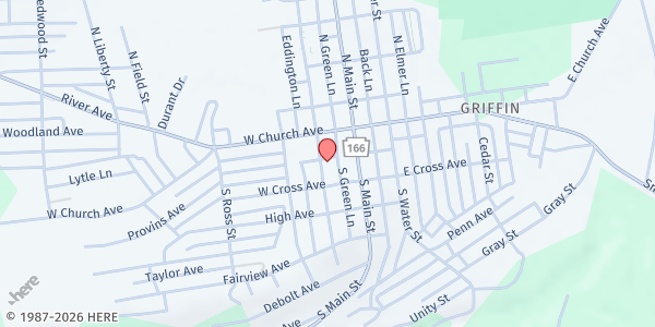 Map showing The Salvation Army - Albert Gallatin Area Service Center at 101 S. Washington St., Masontown, PA