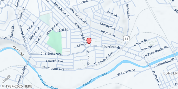 Map showing Catholic Charities – Christ Community Church at Catholic Charities – Christ Community Church, Mc Kees Rocks, PA