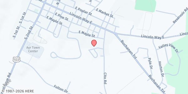 Map showing Fulton County Food Basket at 100 WOODSIDE DRIVE, McConnellsburg, PA