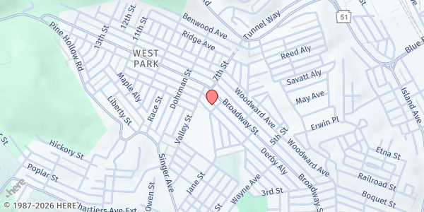 Map showing Inter Church Food Bank at 618 Russellwood Ave., McKees Rocks, PA