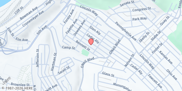 Map showing Christian & Missionary Alliance Food Bank at 938 Summit St., McKeesport, PA