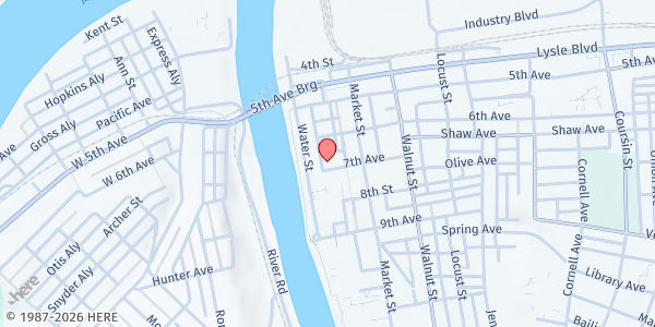 Map showing Intersection Food Pantry at 115 7th St., McKeesport, PA