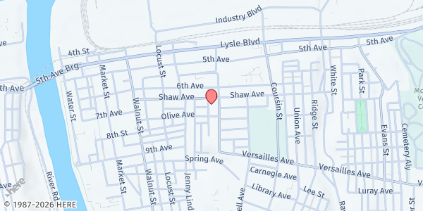 Map showing Lighthouse City Church at 536 Shaw Ave., McKeesport, PA